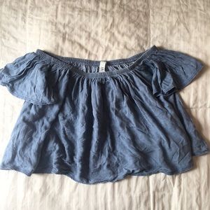 Off the Shoulder Denim Crop Top